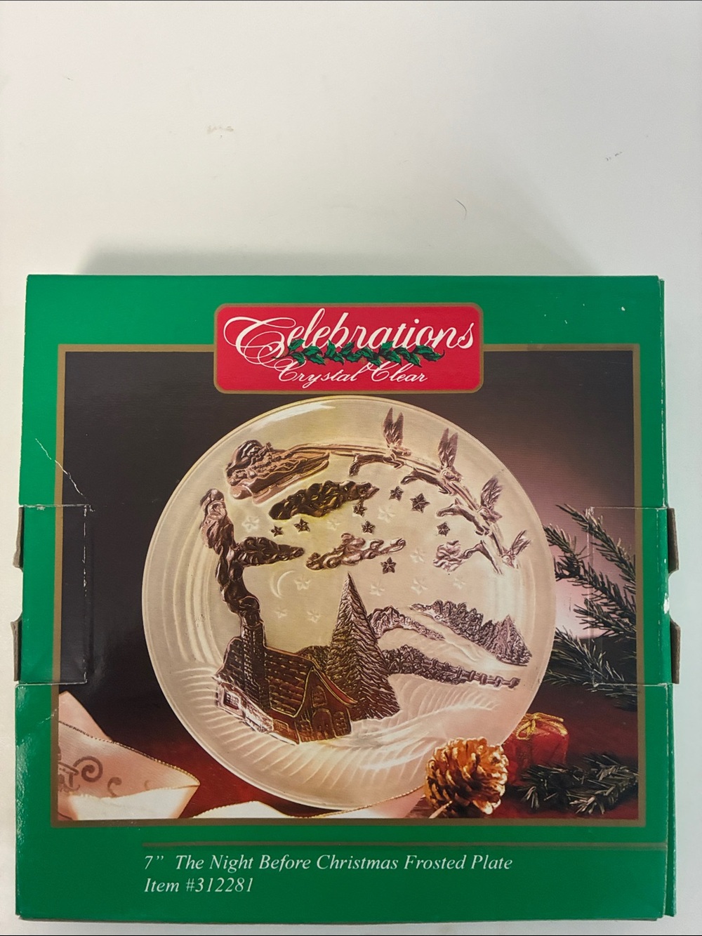 Vintage 7 in decorative The night before Christmas frosted plate